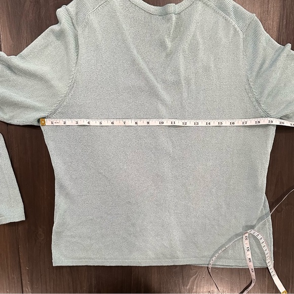 Eileen Fisher Cardigan Light Blue V Neck Size Medium Light knit sweater Spring - Picture 6 of 8